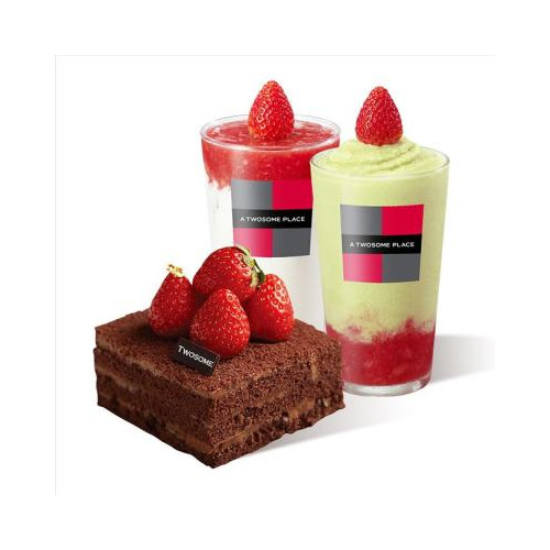 떠먹는 스초생+딸기 요거트 라떼R+딸기 멜론프라페R