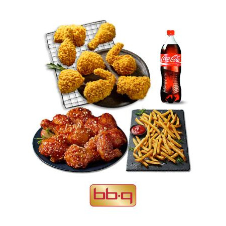 BBQ 황금올리브치킨+BBQ양념치킨(반)+BBQ감자튀김+콜라1.25L