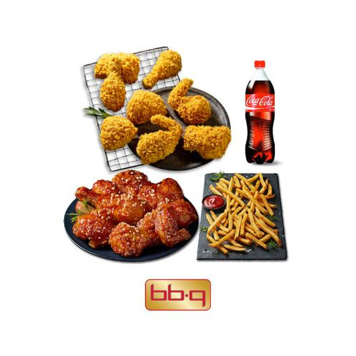 BBQ 황금올리브치킨+BBQ양념치킨(반)+BBQ감자튀김+콜라1.25L