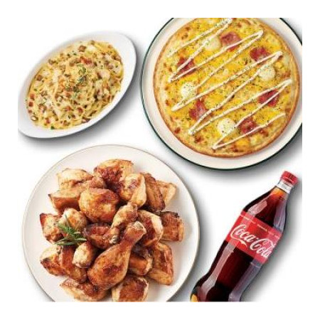 굽네치킨 오리지널+스윗콘치즈피자(8인치)+까르보나라+콜라1.25L