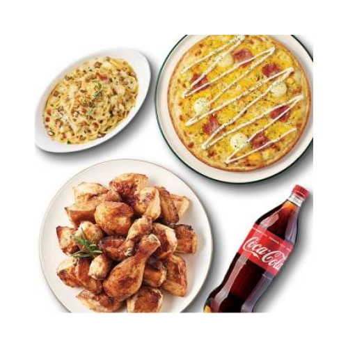굽네치킨 오리지널+스윗콘치즈피자(8인치)+까르보나라+콜라1.25L