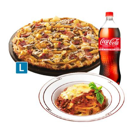 [413] (오리지널)우리고구마 피자 L + 뉴치볼스파게티 + 콜라1.25L