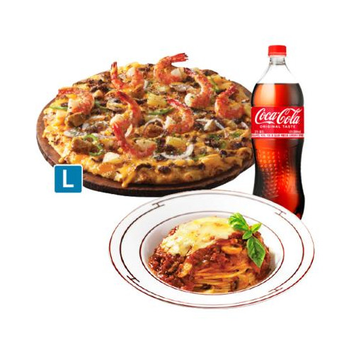 도미노피자 블랙타이거슈림프L+치볼+콜라1.25L