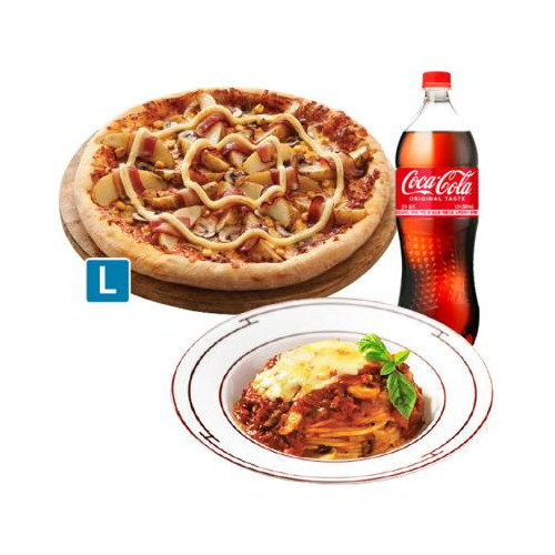 도미노피자 포테이토오리지널L+ 뉴치볼스파게티+콜라1.25